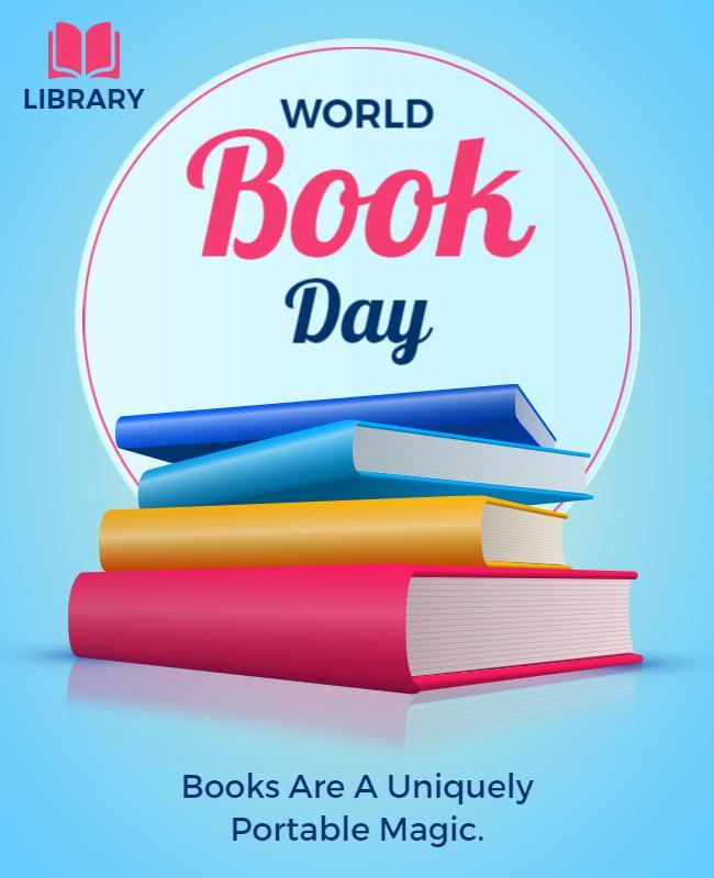 Colorful Stack of Books for World Book Day Poster Template