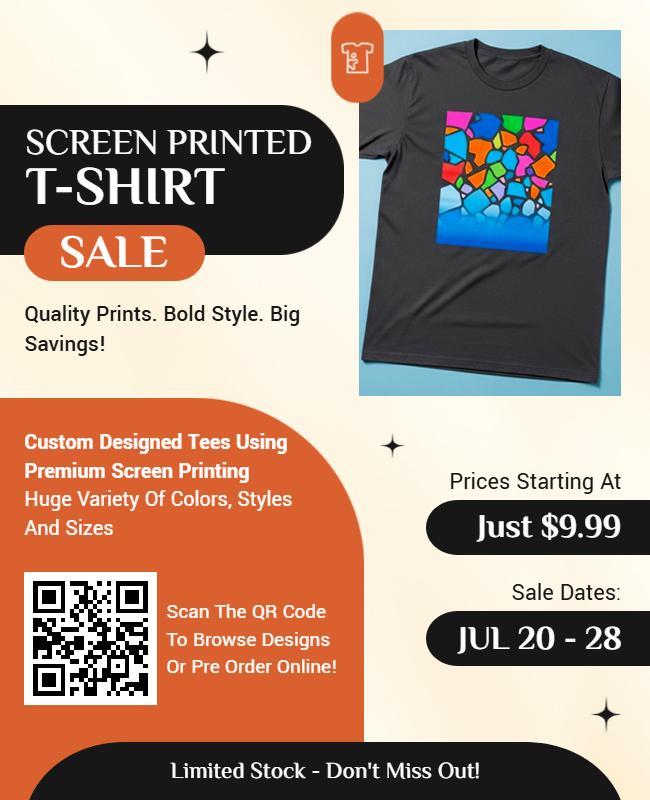 Colorful Stained Glass Screen Printed T-Shirt Flyer Template
