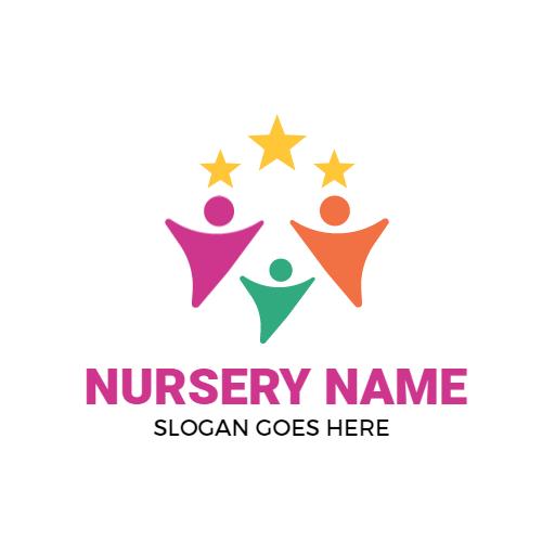 Colorful Star-Embellished Family Symbol for Nursery Logo Template