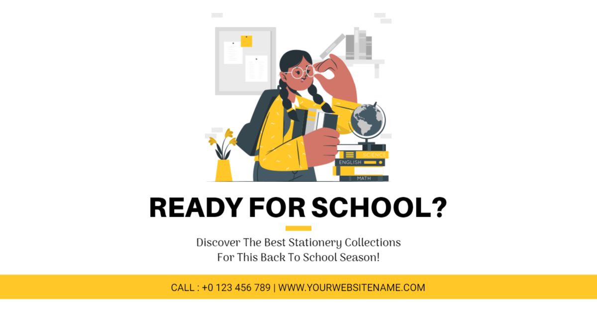 Colorful Stationery Essentials for Back to School Preparation Banner Template