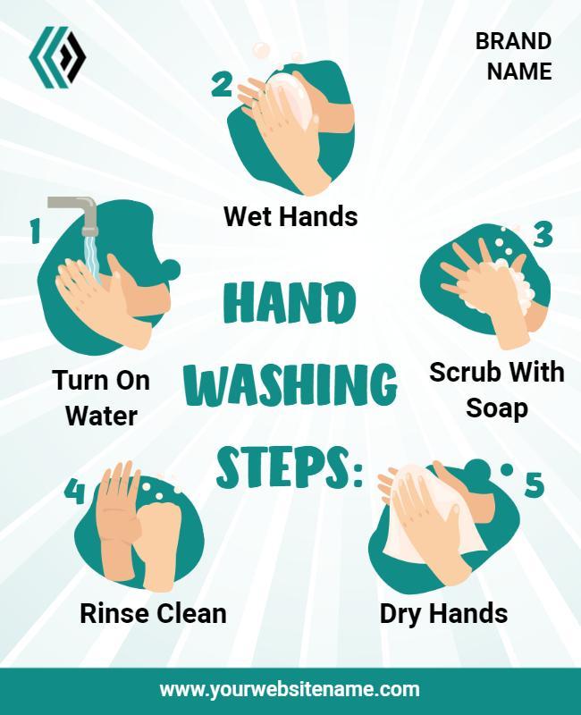 Colorful Step-by-Step Hand Washing Instructions Poster Template