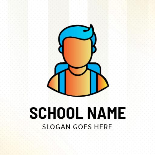 Colorful Student Character Representing Educational School Logo Template
