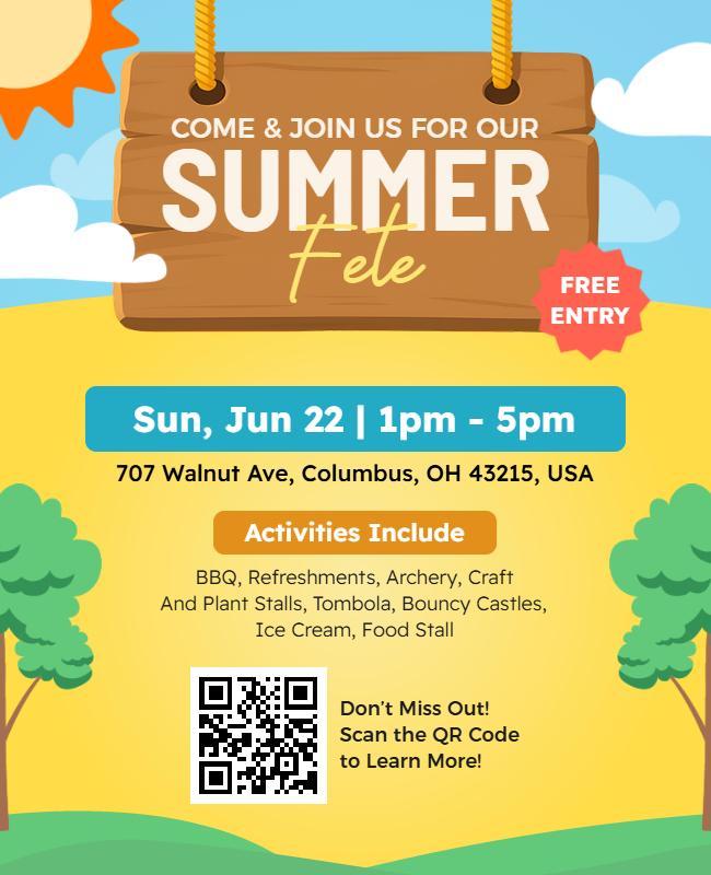 Colorful Summer Festival Fun Activities Celebration Poster Template