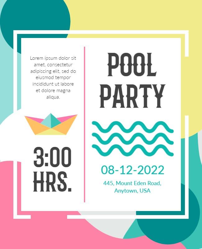 Colorful Summer Pool Party Flyer Template