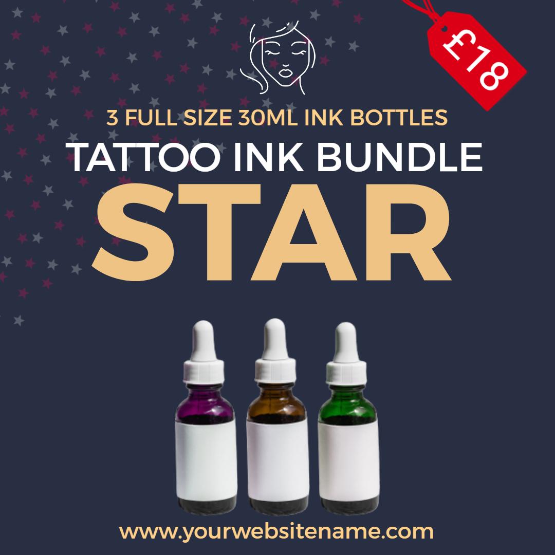 Colorful Tattoo Ink Bundle with Three 30ml Bottles Ad Template