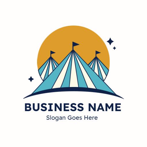 Colorful Tents Surrounded by Stars for Party Rental Logo Template