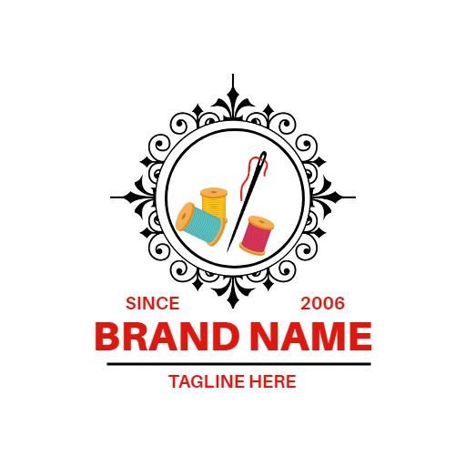 Colorful Thread and Needle Design Emphasizing Embroidery Logo Template