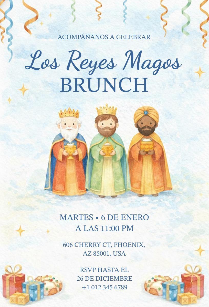 Colorful Three Kings Day Brunch Festival Invitation Template