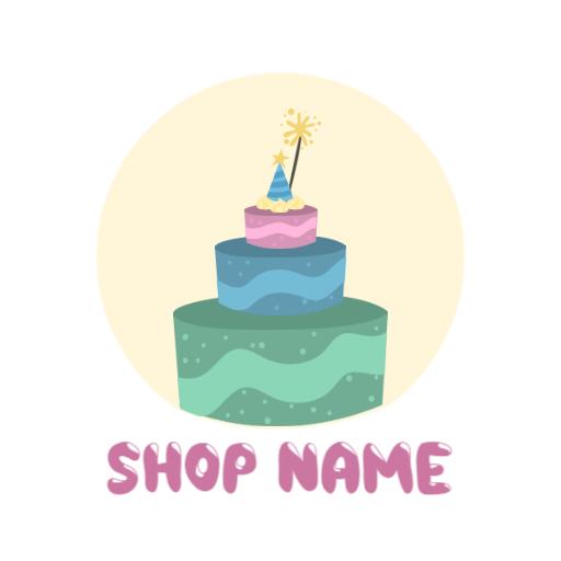 Colorful Three-Tier Cake Design for Bakery Logo Template