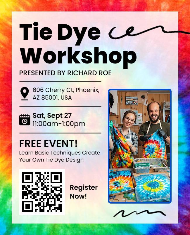 Colorful Tie Dye Workshop Interactive Flyer Template