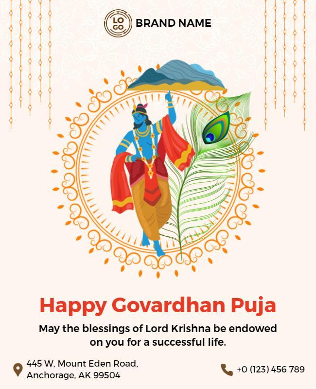 Colorful Traditional Govardhan Puja Celebration Poster Template