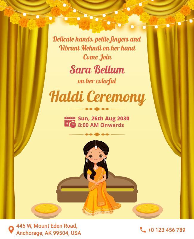 Colorful Traditional Haldi Ceremony Invitation Poster Template