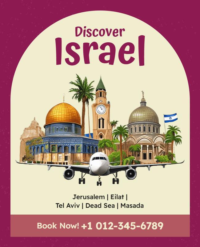 Colorful Travel Adventure Discover Israel Poster Template