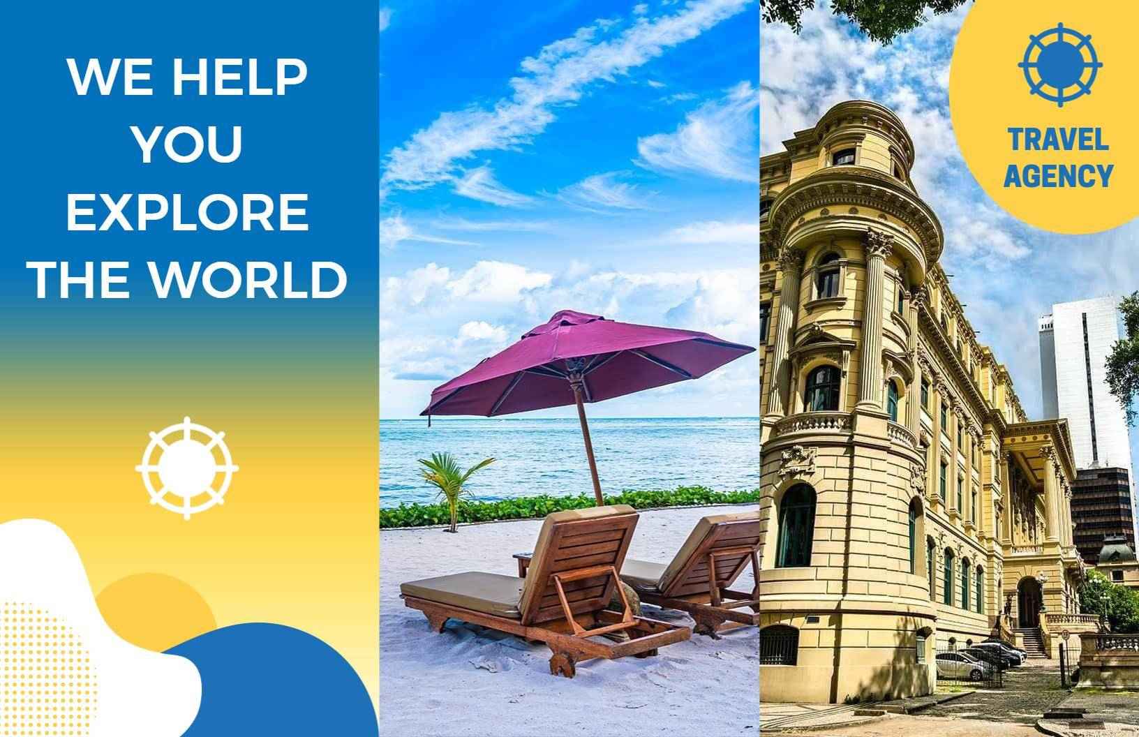 Colorful Travel Agency Explore the World Services Brochure Template