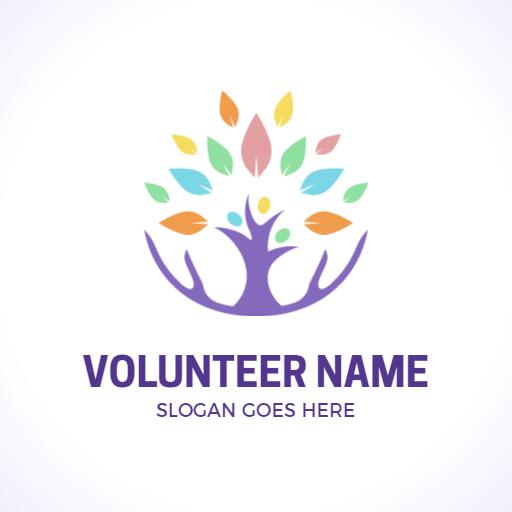 Colorful Tree Growing from Hands Symbolizing Volunteer Work Logo Template