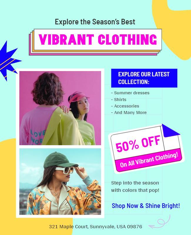 Colorful Tropical Vibe Summer Fashion Sale Poster Template