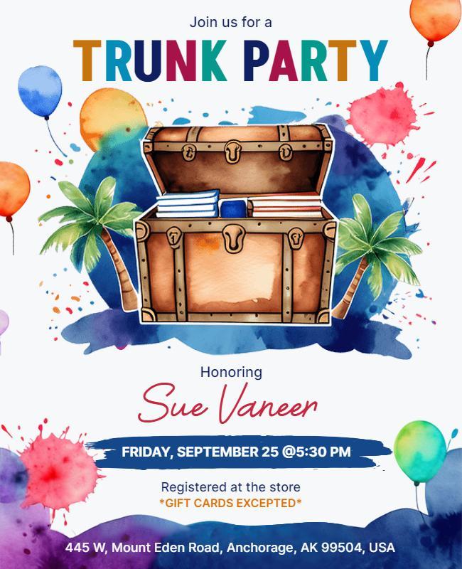 Colorful Trunk Party Celebration Flyer Template