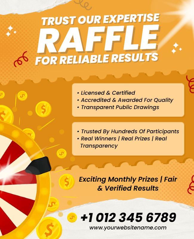 Colorful Trustworthy Raffle Promotion with Rewards Flyer Template