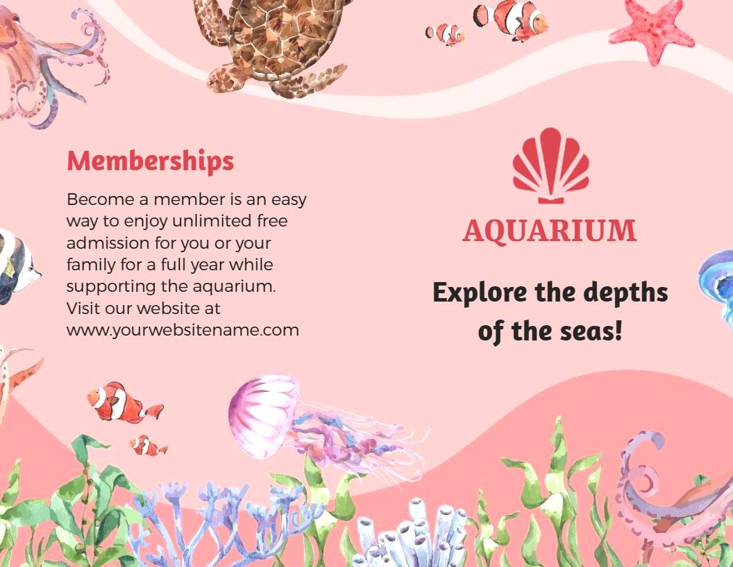 Colorful Underwater Marine Life Memberships Aquarium Brochure Template
