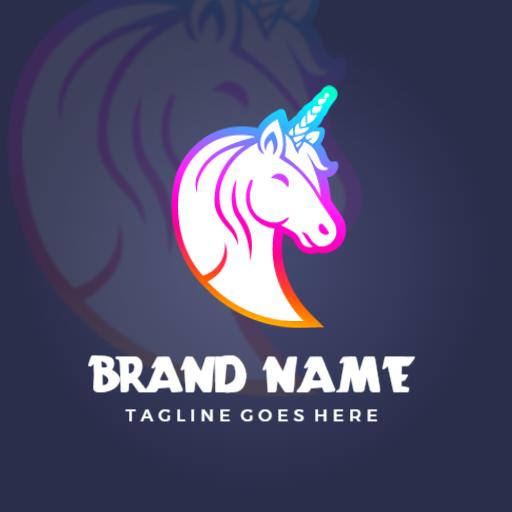 Colorful Unicorn Head Design Symbolizing Magic and Fantasy Logo Template