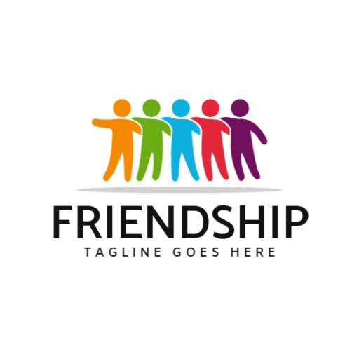 Colorful Unity of Diverse Figures Celebrating Friendship Logo Template