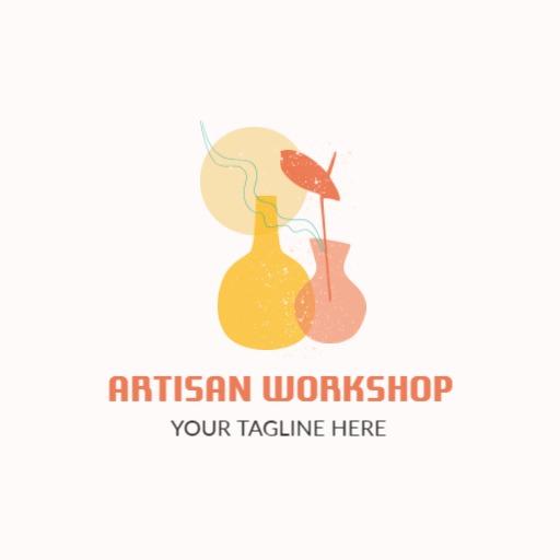 Colorful Vases Representing Creative Artisan Workshop Logo Template