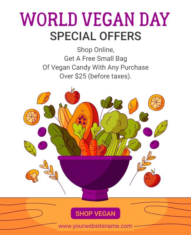 Colorful Veggie Bowl Promotion for World Vegan Day Poster Template