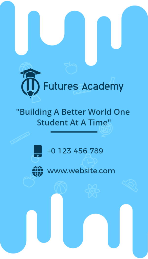 Colorful Vertical Education Futures Academy Business Card Template