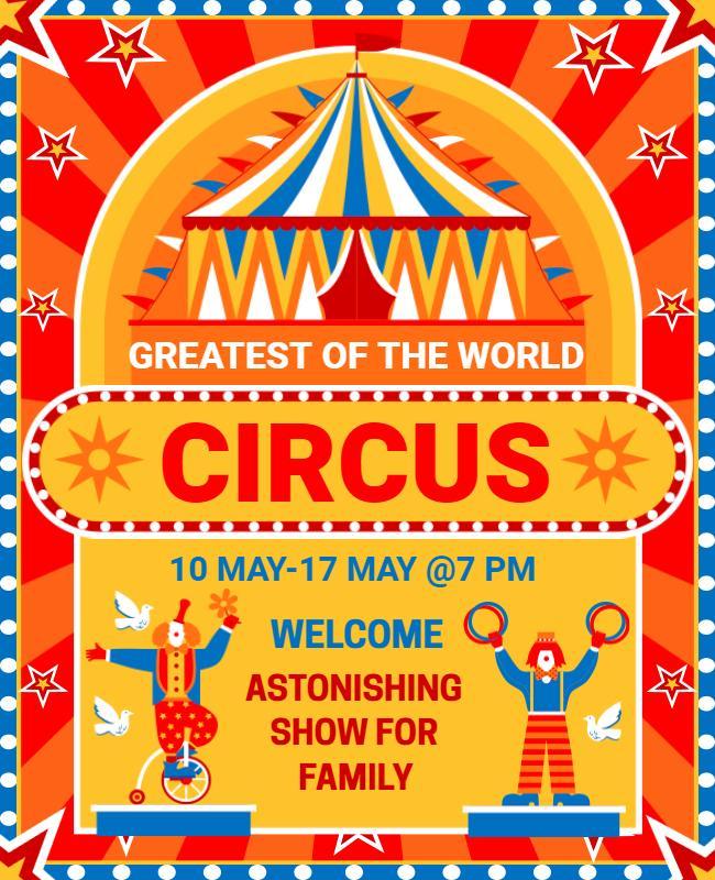 Colorful Vintage Circus Show Family Entertainment Poster Template