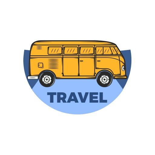 Colorful Vintage Yellow Van Represents Exciting Travel Logo Template