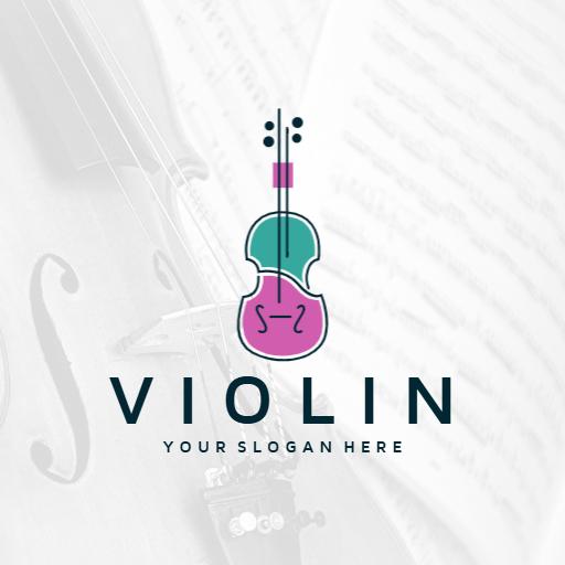 Colorful Violin Design Featuring Musical Elements Logo Template