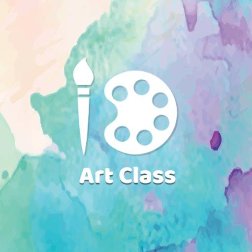 Colorful Watercolor Art Class with Delicate Brushwork Logo Template
