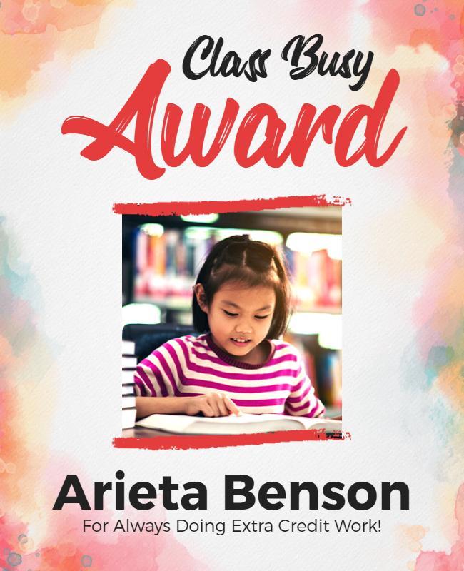 Colorful Watercolor Class Busy Award Poster Template