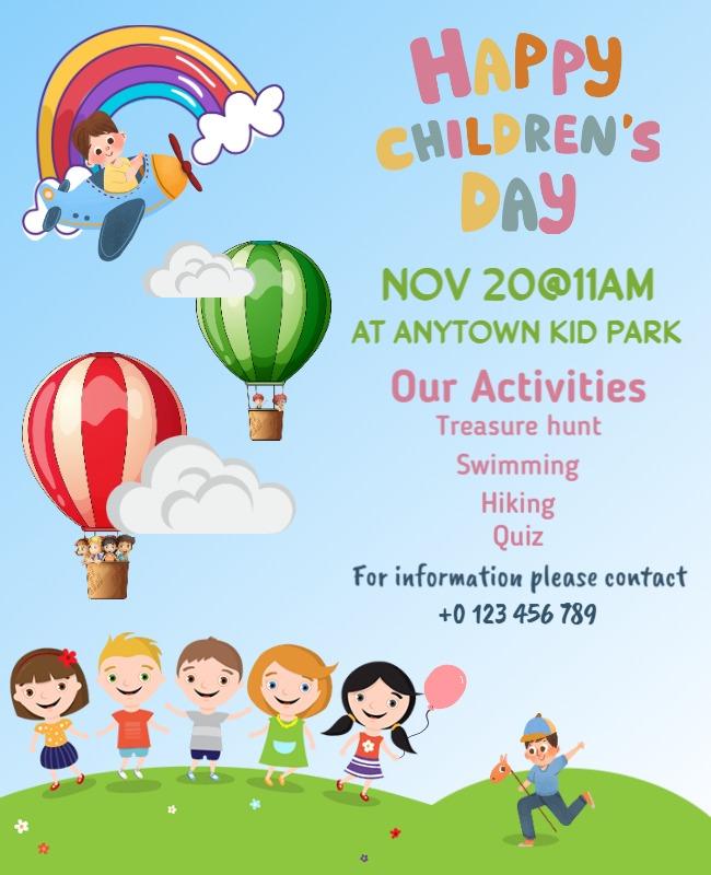 Colorful Whimsical Children's Day Celebration Poster Template