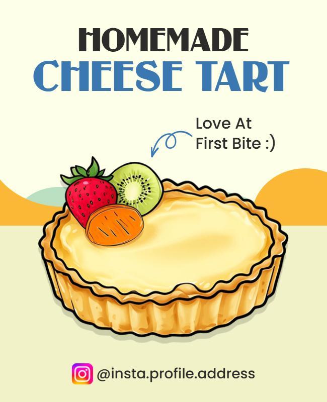 Colorful Whimsical Homemade Cheese Tart Dessert Poster Template