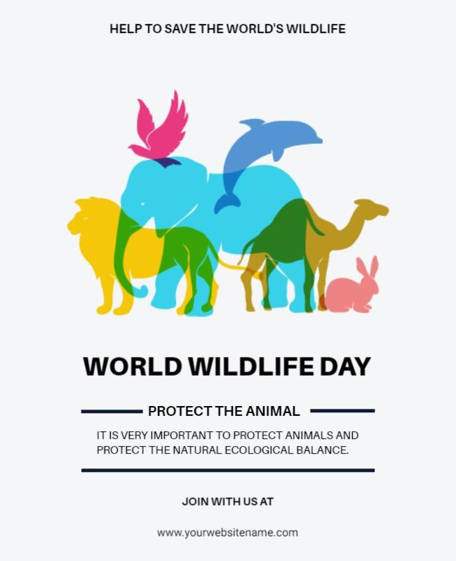 Colorful Wildlife Conservation Awareness Day Poster Template