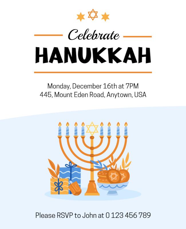Colorful Winter Hanukkah Festival Gathering Poster Template
