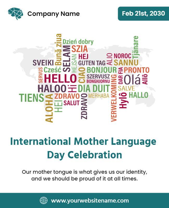 Colorful Word Cloud for International Mother Language Day Poster Template