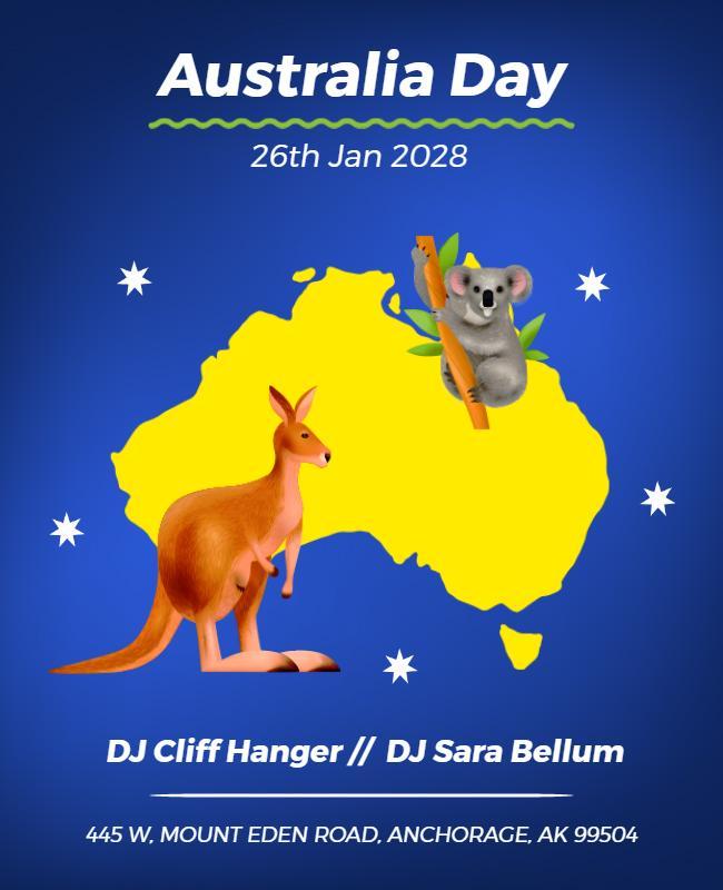 Colorful Yellow Australian Wildlife Festival Celebration Poster Template