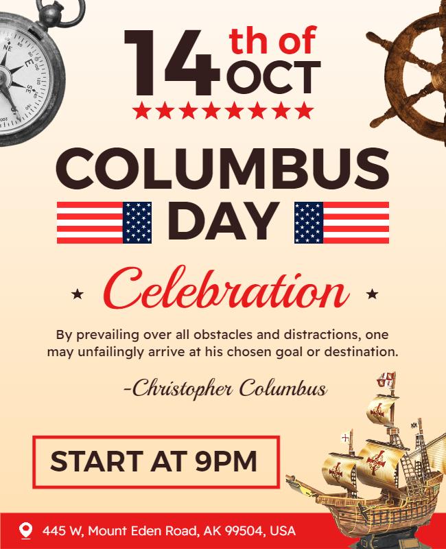 Historic Nautical Columbus Day Celebration Flyer Template