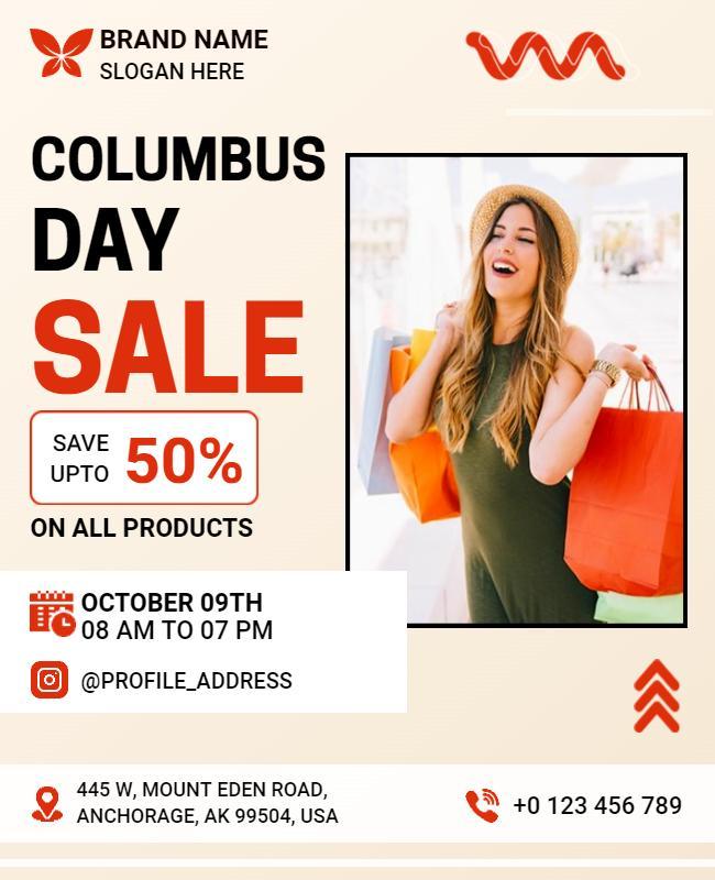 Columbus Day Sale Shopping Event Flyer Template