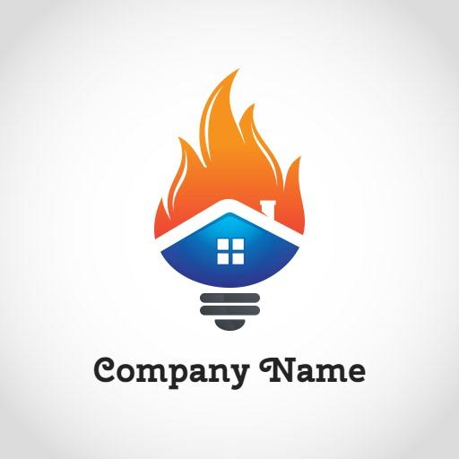 Combining Bright Flames with a House Represents Fire Safety Logo Template