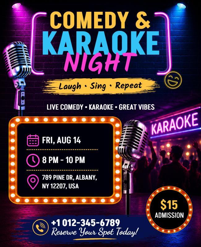 Comedy and Karaoke Night Event Flyer Template