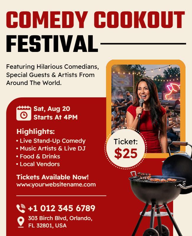 Comedy Cookout Festival Event Flyer Template