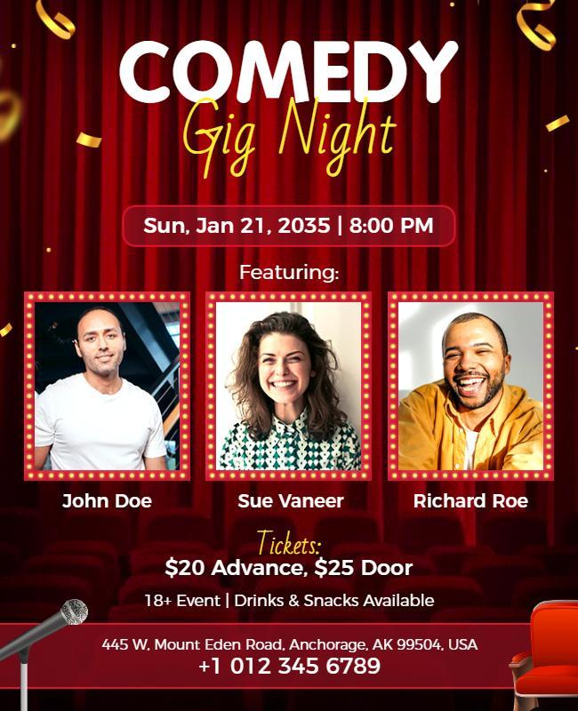 Comedy Gig Night Entertainment Flyer Template