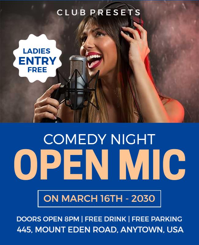 Comedy Night Open Mic Event Flyer Template