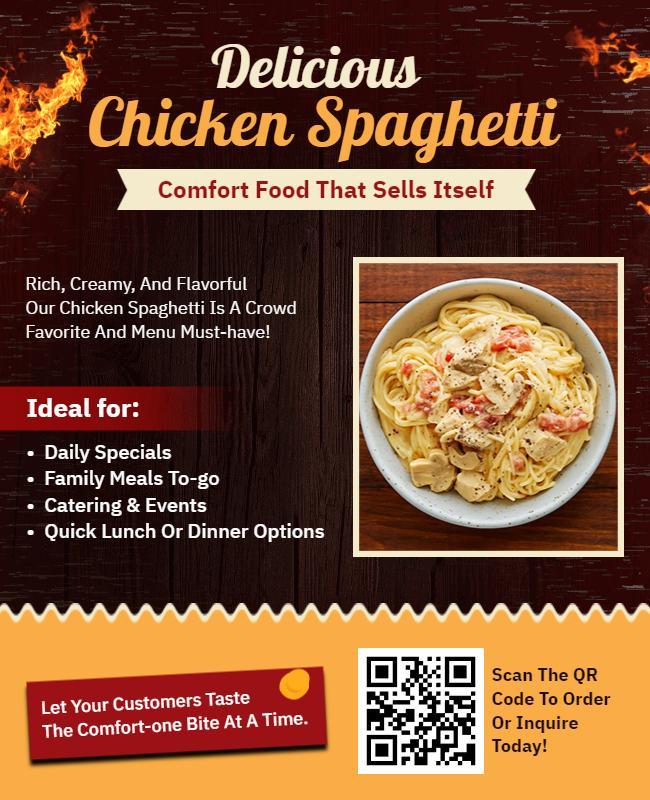 Comfort Food Chicken Spaghetti Promotion Flyer Template