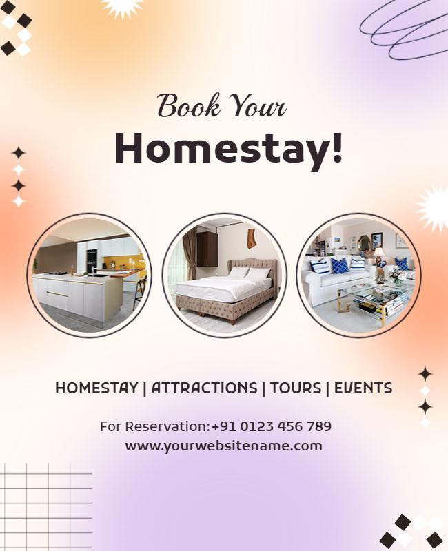 Comfortable Homestay Booking and Events Flyer Template