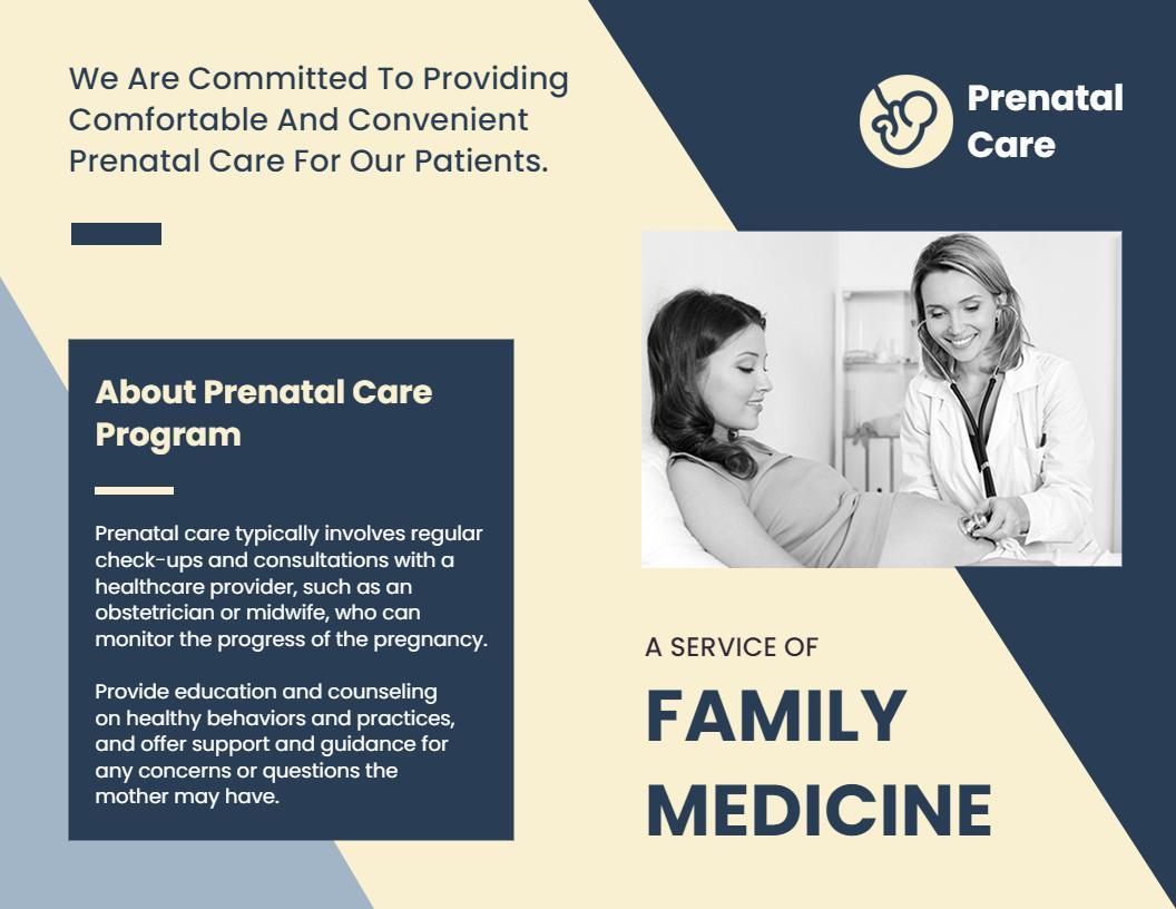 Comfortable Prenatal Care Family Medicine Service Brochure Template