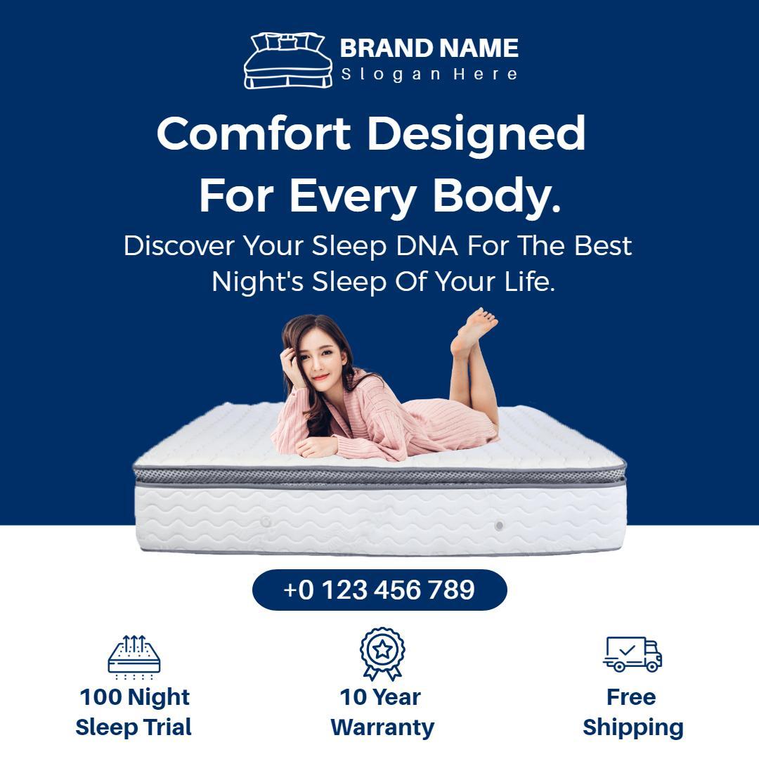 Comfortable Sleep Mattress Promotion with Free Shipping Ad Template
